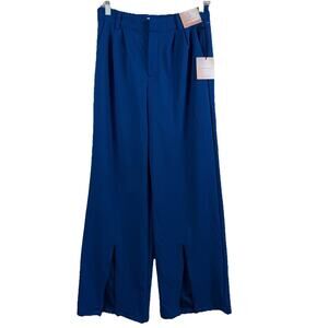 New Cobalt Blue Happily Grey Wide Leg Trouser Size 1 Pleated Office Classic